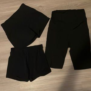 3 pairs of black spandex/biker shorts, Thrifted